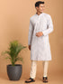 Vastramay Men's Aqua Blue Mirror Kurta Pant Set